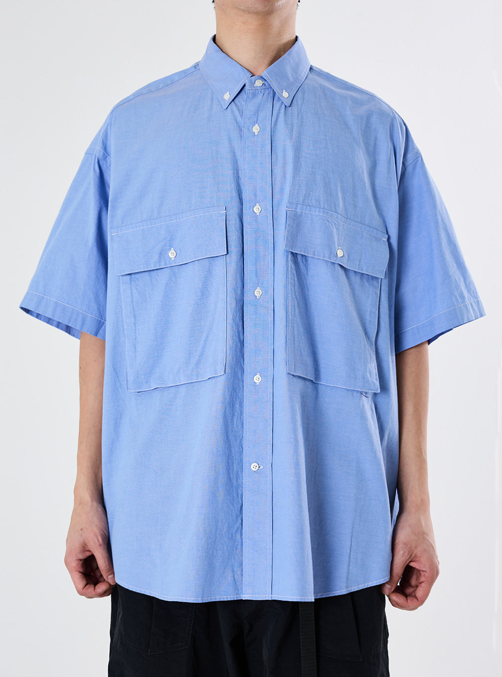 WIDE UTILITY HALF SHIRT / BLUE OXFORD