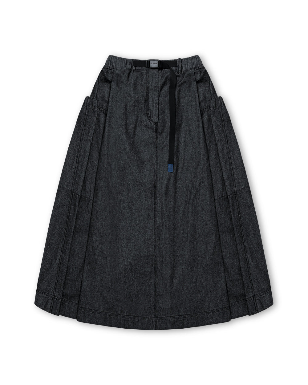 [AG.W] Belt Bloom Denim Skirt - Black Denim