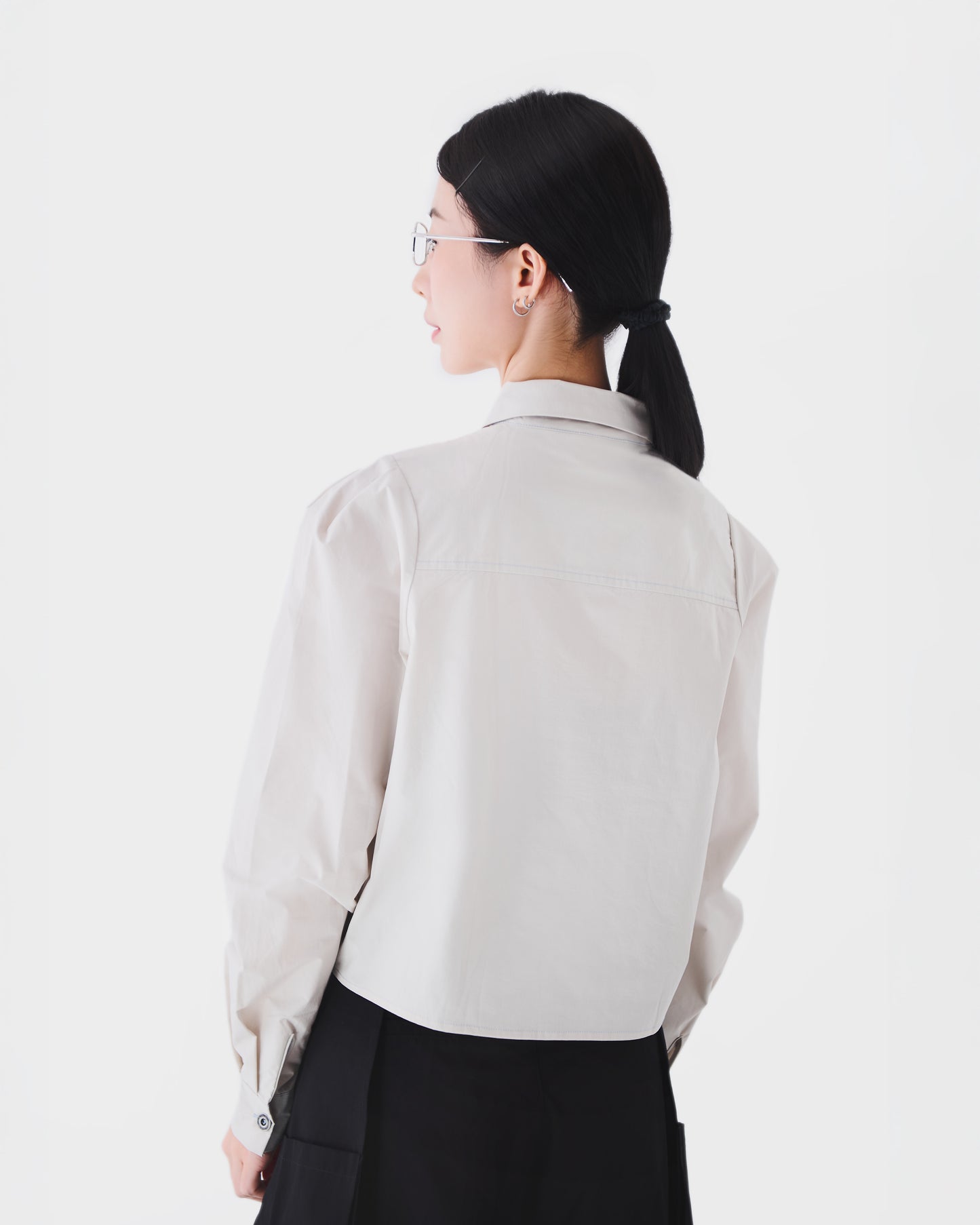 AW24-11 T Asymmetric Cropped Shirt（WHITE）