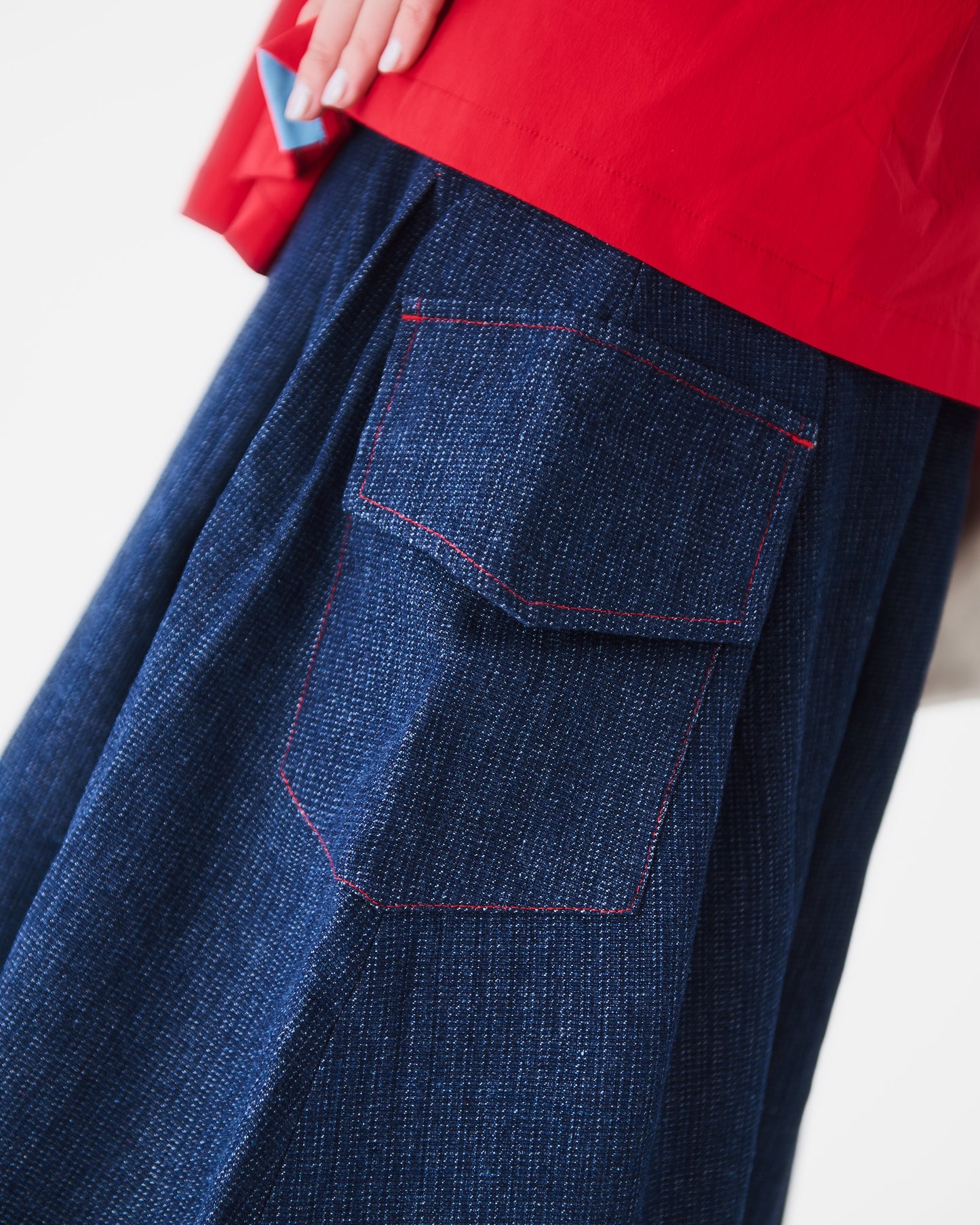 Denim Pleated Skirt