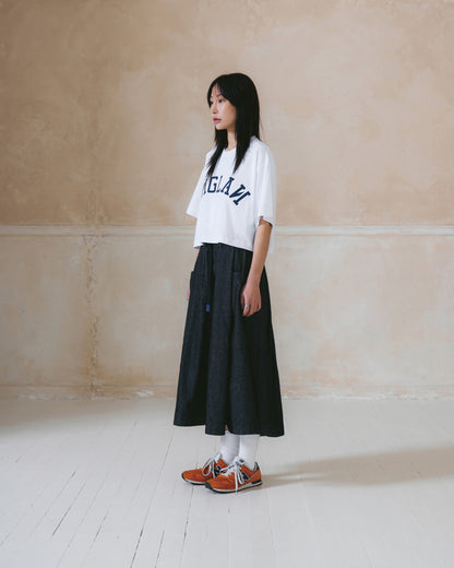 [AG.W] Belt Bloom Denim Skirt - Black Denim