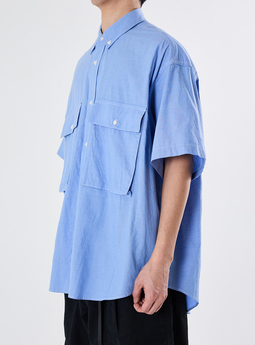 WIDE UTILITY HALF SHIRT / BLUE OXFORD