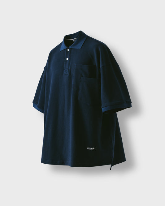 [AG] Double Pocket PK Half Tee - Navy