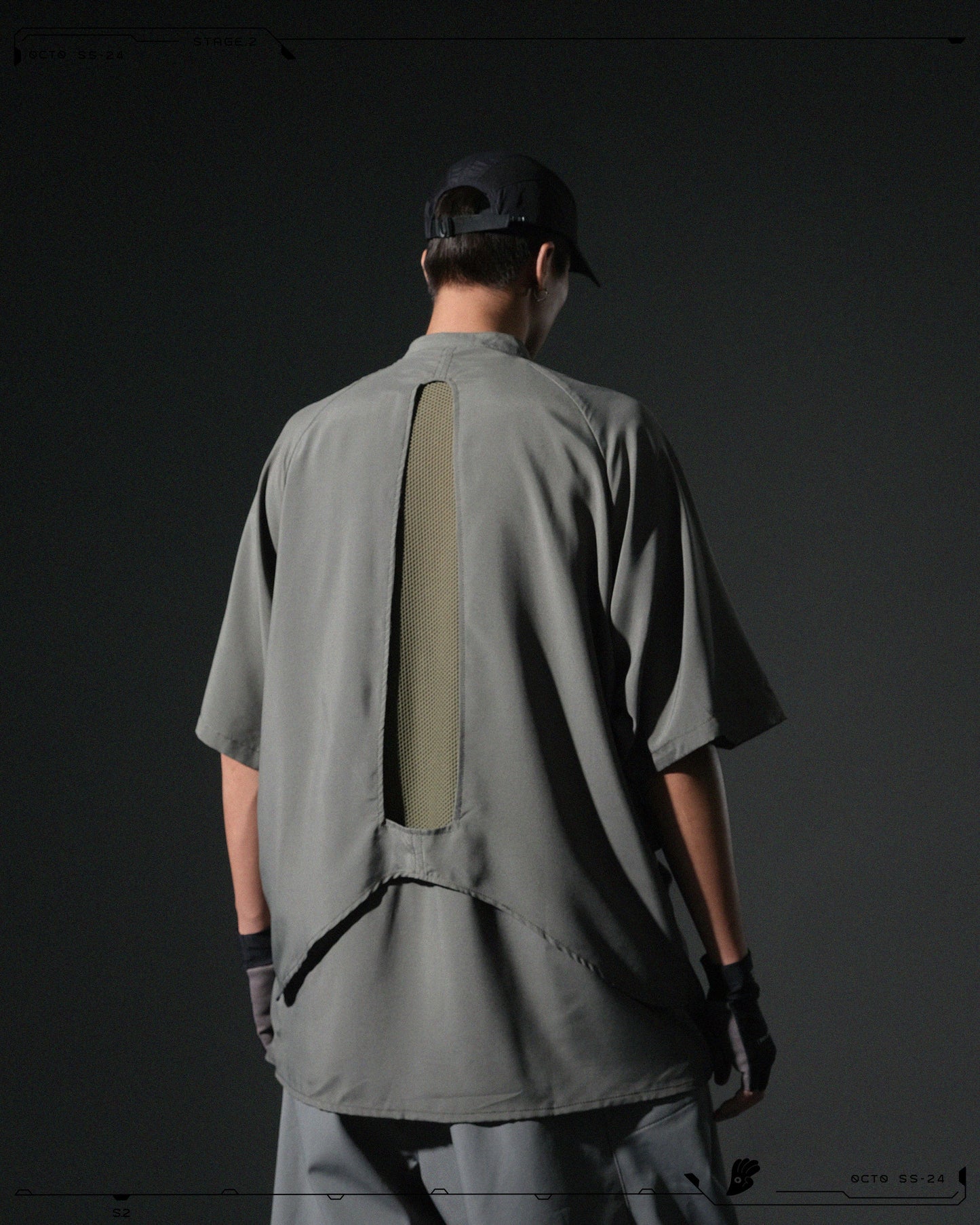 S24 / 09 — ST-02 Stand Collar Tornado Zip Shirt (Sage Green)