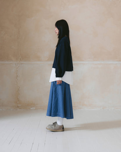 [AG.W] Belt Bloom Denim Skirt - Blue Denim