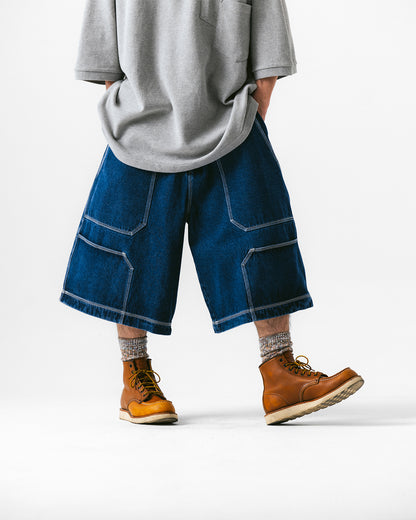 [AG] Spread Double Knee Denim Half Pants - Denim