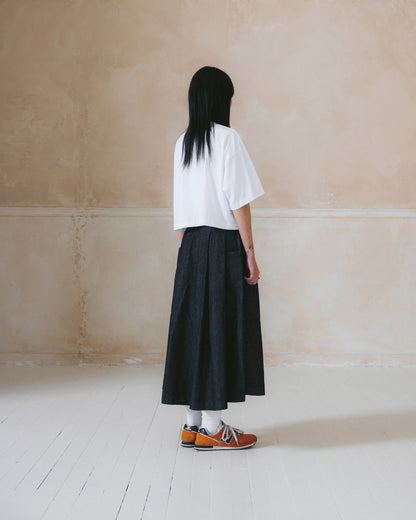 [AG.W] Belt Bloom Denim Skirt - Black Denim