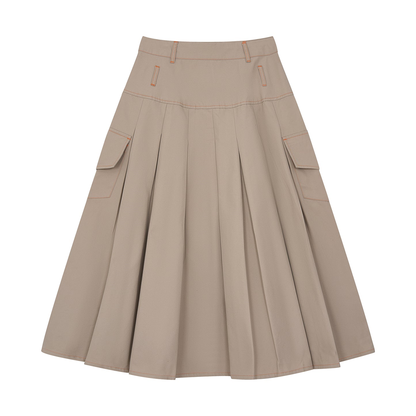 AW/SS24-35D Khaki Pleated Skirt