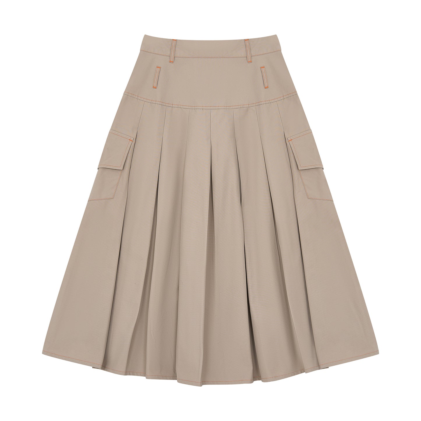 AW/SS24-35D Khaki Pleated Skirt