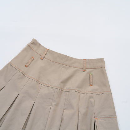 AW/SS24-35D Khaki Pleated Skirt