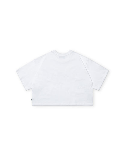 [AG.W] Applique Crop Half Tee - White