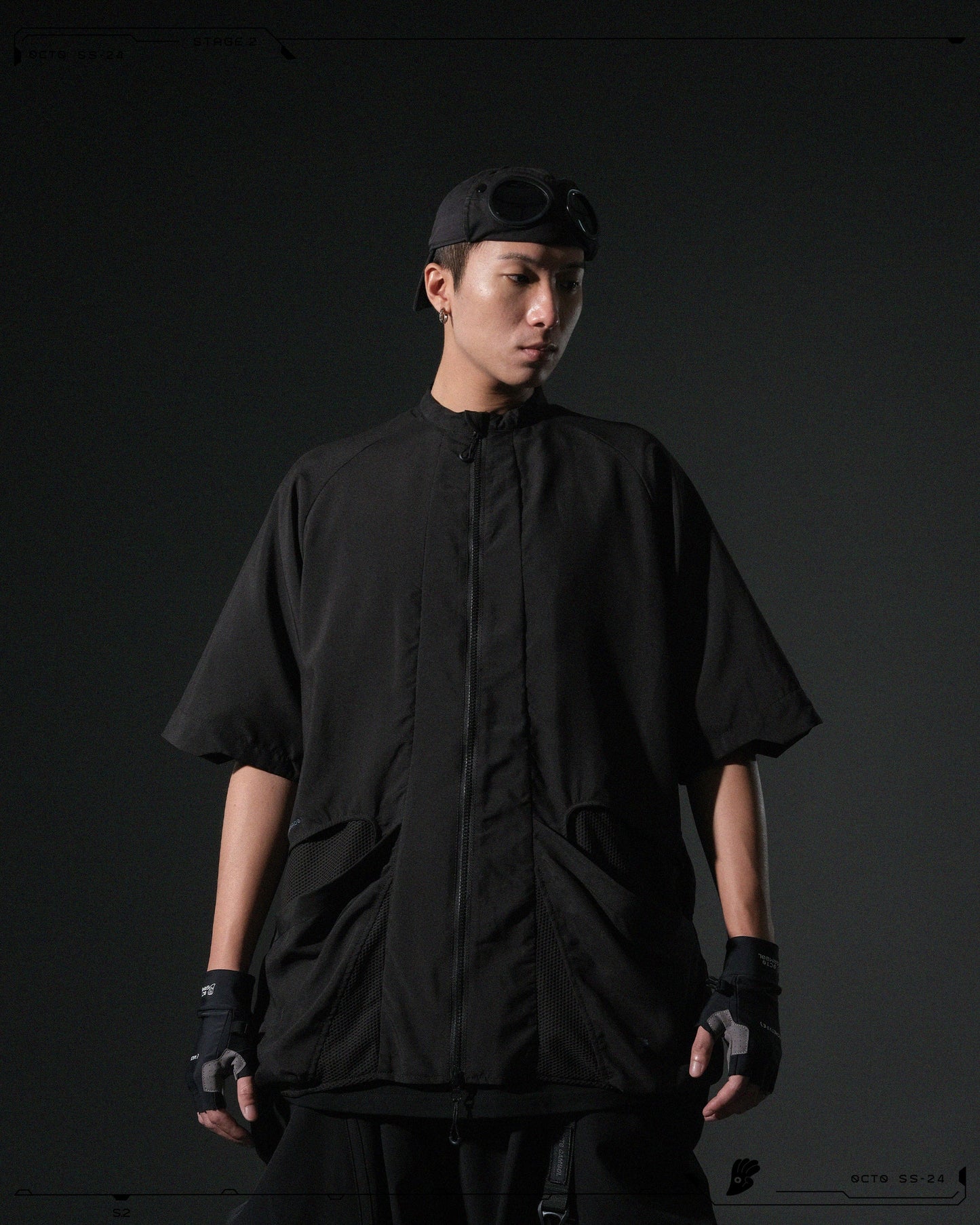 S24 / 09 — ST-02 Stand Collar Tornado Zip Shirt (Black)