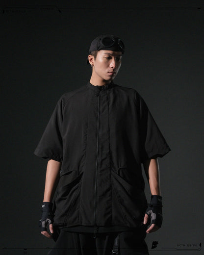 S24 / 09 — ST-02 Stand Collar Tornado Zip Shirt (Black)