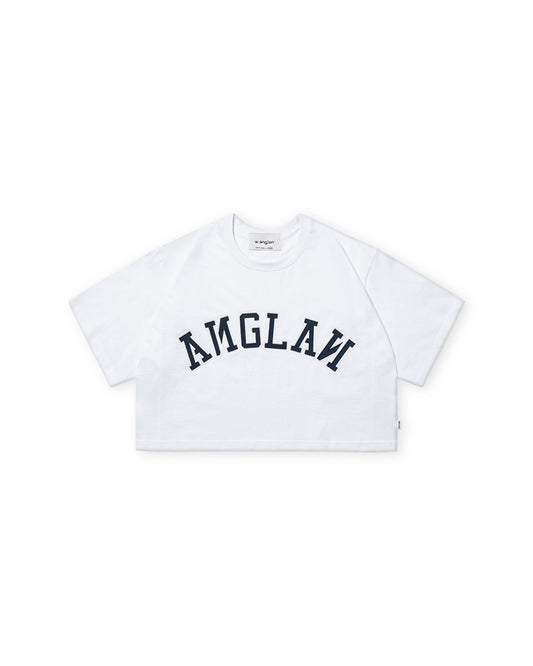 [AG.W] Applique Crop Half Tee - White