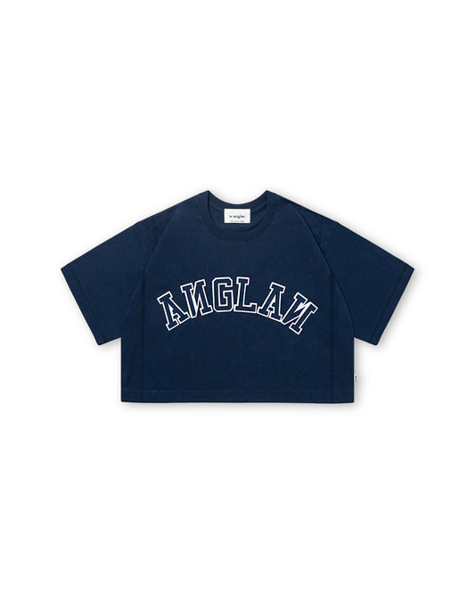 [AG.W] Applique Crop Half Tee - Navy