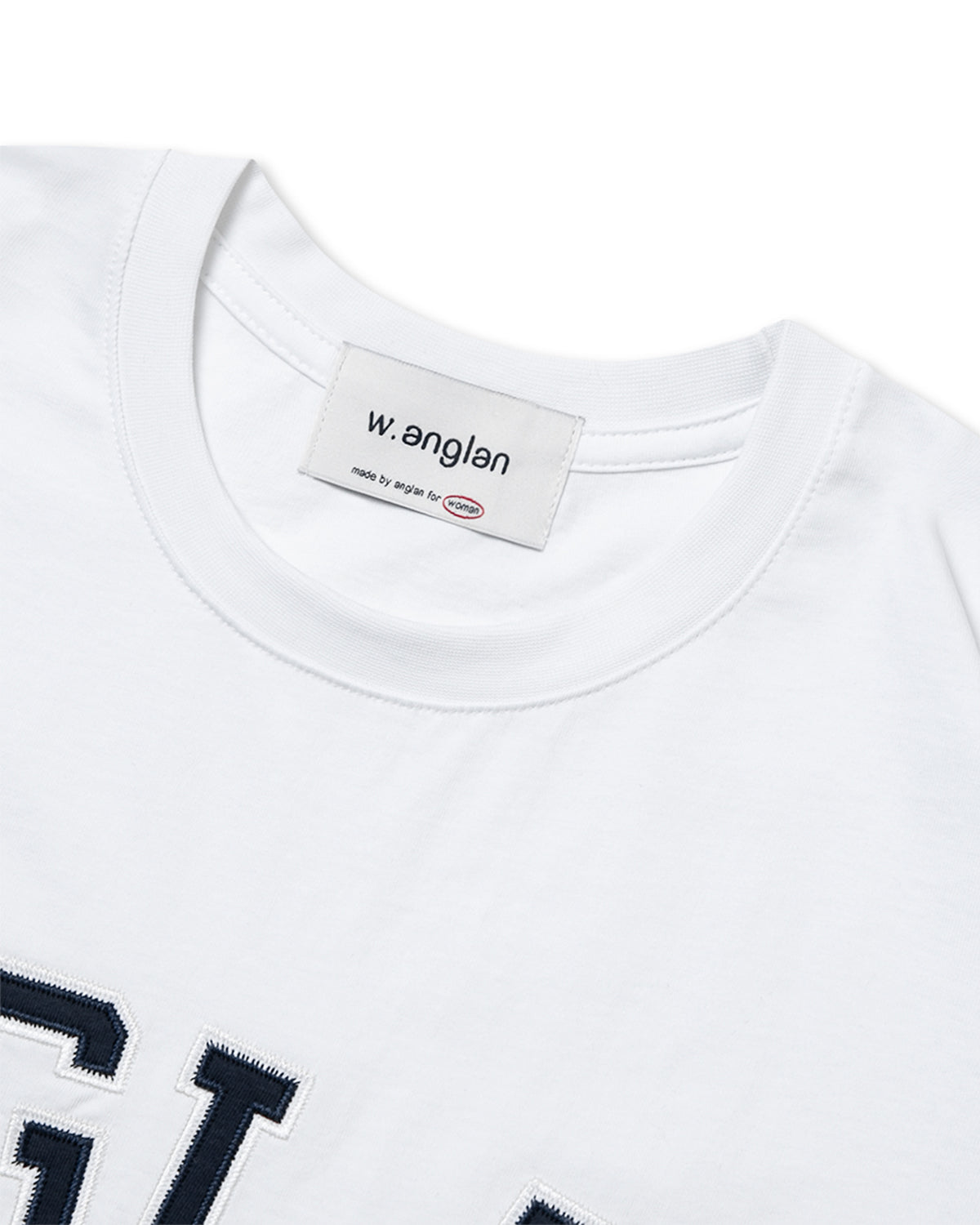 [AG.W] Applique Crop Half Tee - White