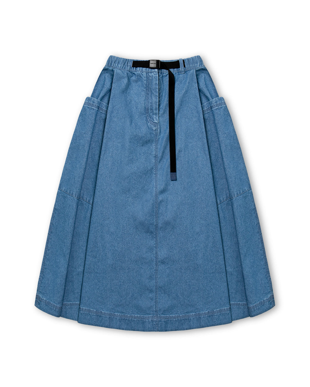 [AG.W] Belt Bloom Denim Skirt - Blue Denim