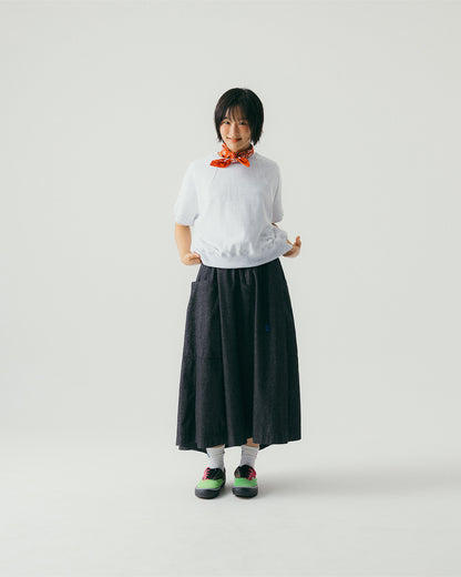 [AG.W] Belt Bloom Denim Skirt - Black Denim