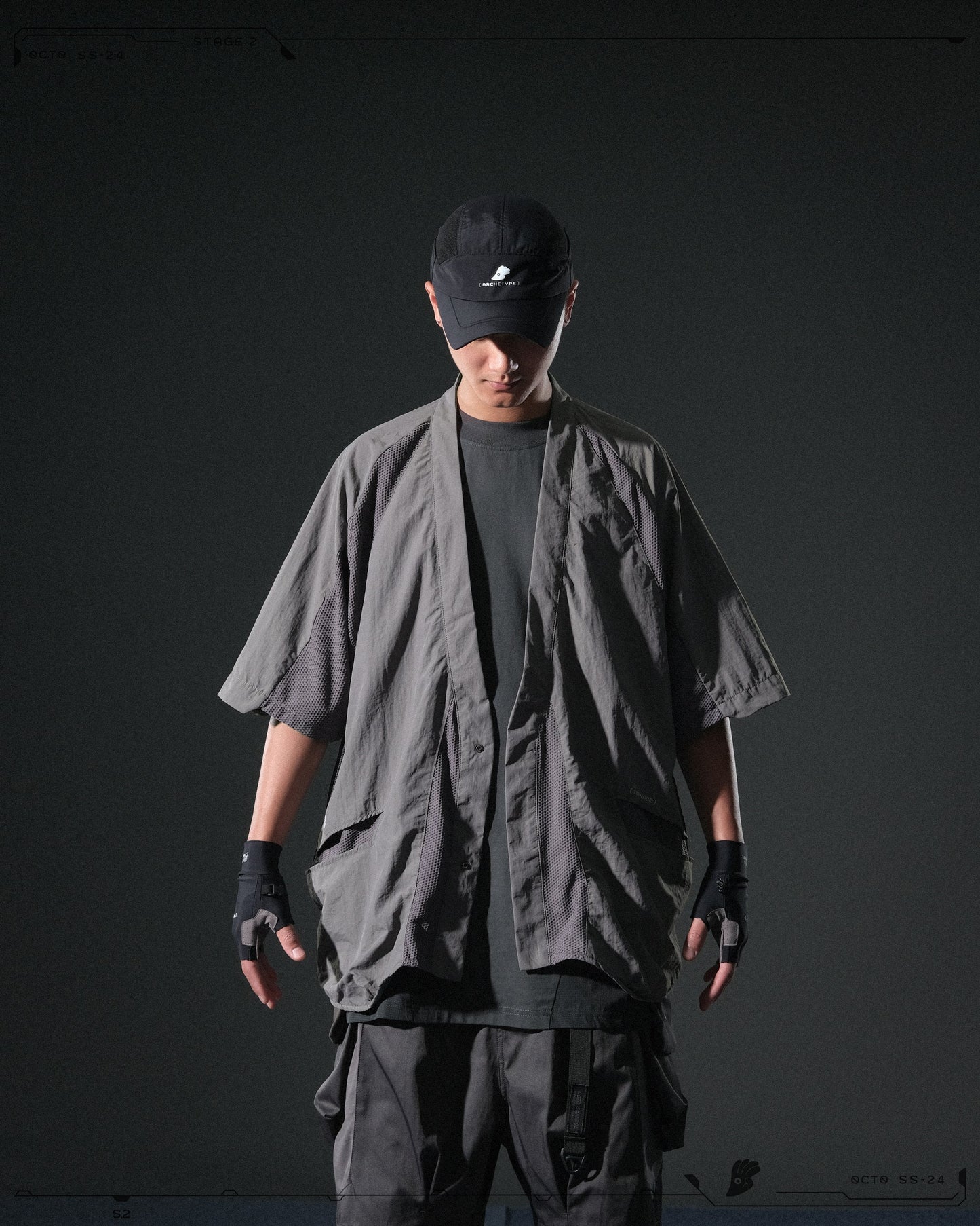 S24 / 08 — O-02 Double Splicing Tornado Kimono (Steel Grey)